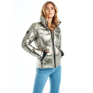 SAM. Freestyle Goose Down Puffer Jacket Silver Wind‑Resistant Winter Cozy Ski